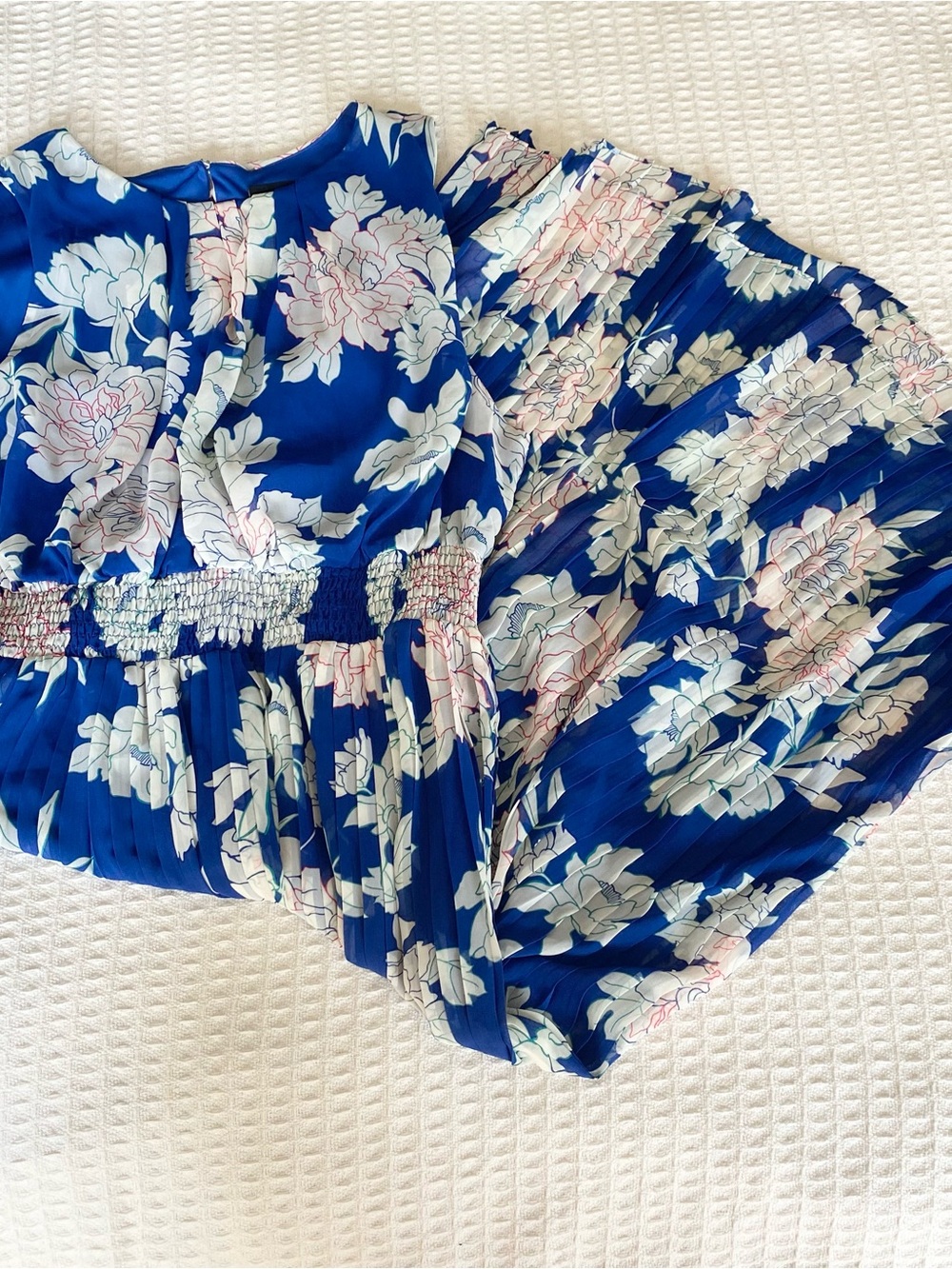 Lane Bryant royal blue floral pleated dress NWT 20P